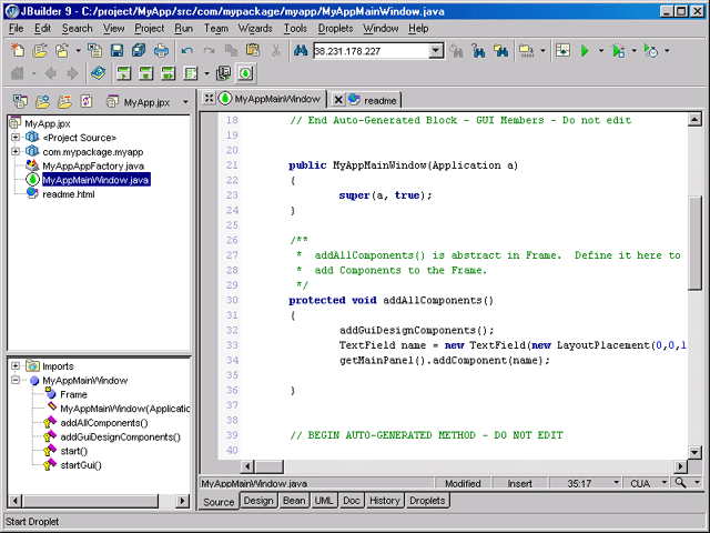 Droplets for Borland JBuilder Screenshot